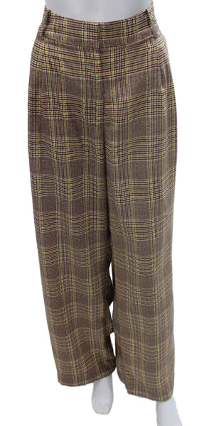 Sanctuary Women Brown Plaid Dress Pants Zip Polyester Size M