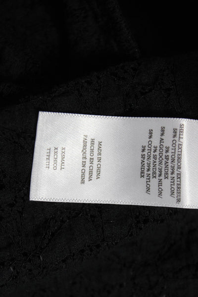 Rails Women Black Floral Cotton Square Neck Tank Petites Size 2XS
