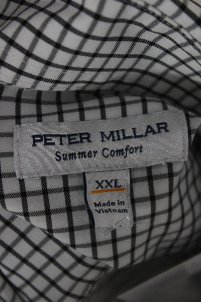 Peter Millar Mens Grid Print Long Sleeve Button Up Shirt Size 2XL