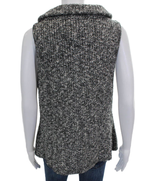 J Envie Women Collared Sleeveless Vest Sweater Gray Acrylic Petite Size S
