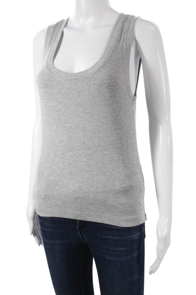 Stateside Women Basic Gray Tank Scoop Neck 95% Micro Modal Sleeveless Size L