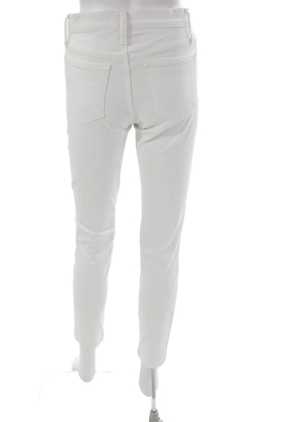 J Crew Women Skinny White Cotton Blend High Rise Jeans Size 26