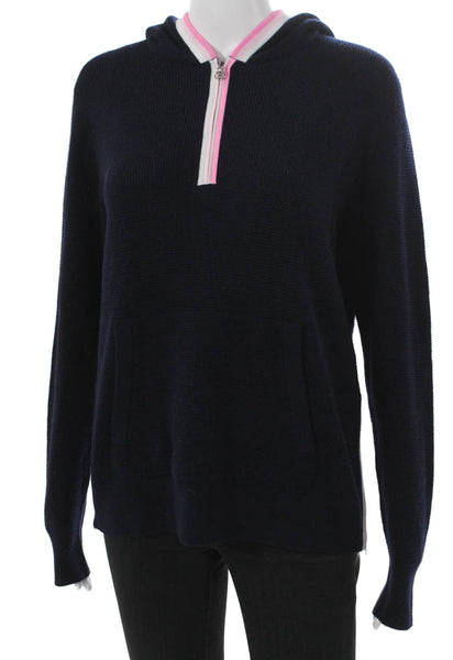 G/Fore Womens Silk Collared Zip Pullover Hoodie Long Sleeve Blue Size S
