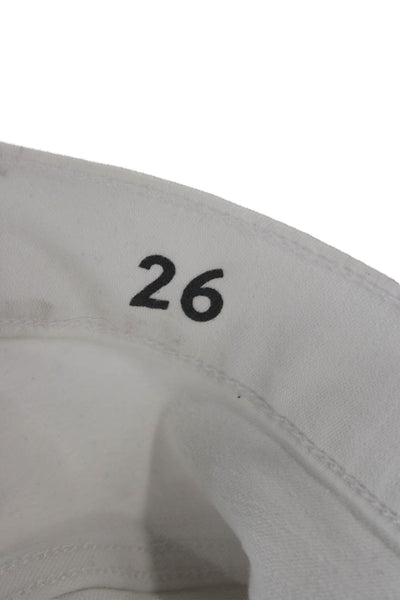 J Crew Women Skinny White Cotton Blend High Rise Jeans Size 26