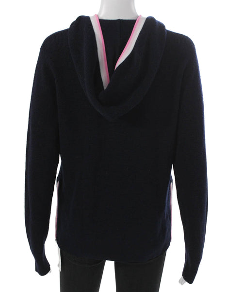 G/Fore Womens Silk Collared Zip Pullover Hoodie Long Sleeve Blue Size S