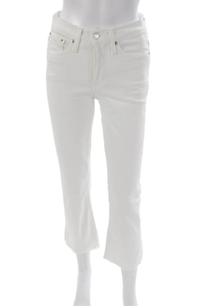 J Crew Women White Bootcut Jeans High Rise Cotton Blend Size 26