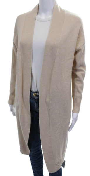 Beryll Womens Cashmere Collared Solid Long Sleeve Cardigan Beige Size One Size