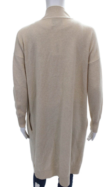 Beryll Womens Cashmere Collared Solid Long Sleeve Cardigan Beige Size One Size