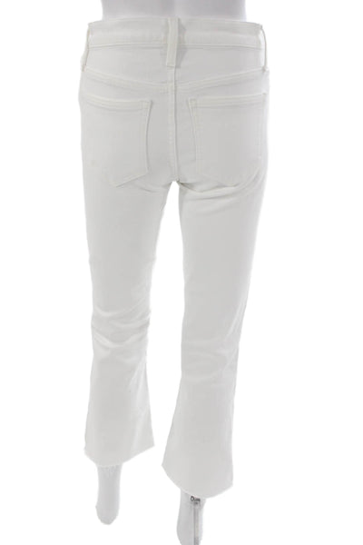 J Crew Women White Bootcut Jeans High Rise Cotton Blend Size 26