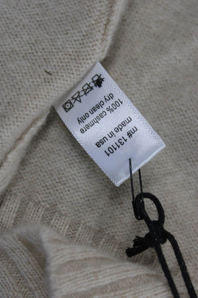Beryll Womens Cashmere Collared Solid Long Sleeve Cardigan Beige Size One Size