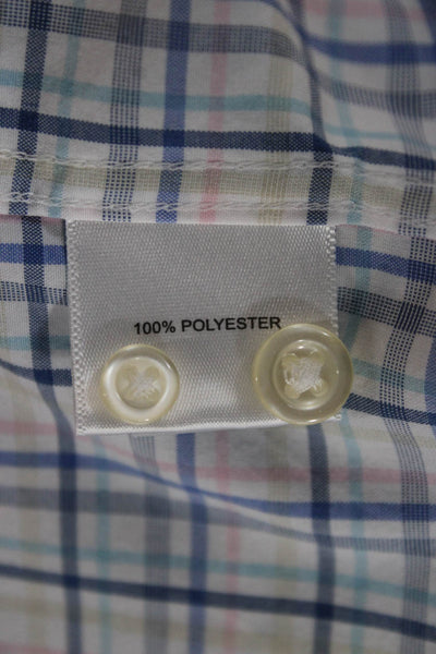 Peter Millar Mens Cotton Blend Checkered Button Up Shirt Pink Size 2XL