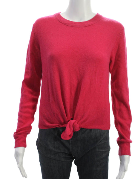Minnie Rose Womens Pullover Cashmere Crew Neck Long Sleeve Pink Sweater Size XS