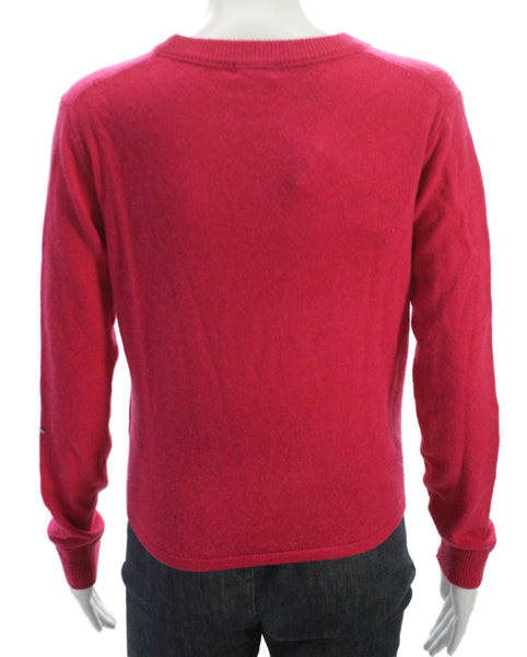 Minnie Rose Womens Pullover Cashmere Crew Neck Long Sleeve Pink Sweater Size XS