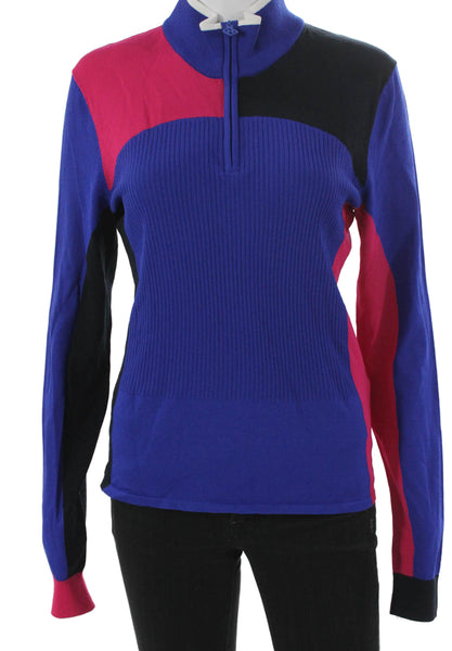J. Lindeberg Womens Colorblock Mock Neck Zip Pullover Long Sleeve Size L