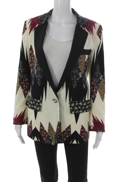 Etro Womens Multicolor Geometric 88% Wool Pant Suit Blazer Size 38
