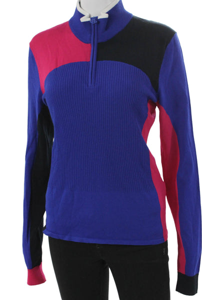 J. Lindeberg Womens Colorblock Mock Neck Zip Pullover Long Sleeve Size L