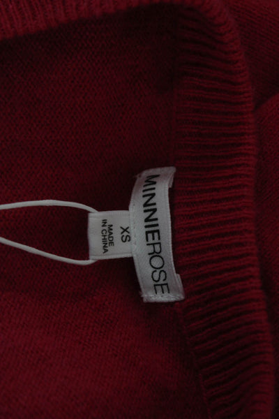 Minnie Rose Womens Pullover Cashmere Crew Neck Long Sleeve Pink Sweater Size XS