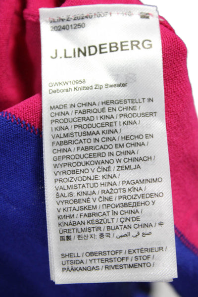 Magaschoni Womens Color Block Collared Full Zip Viscose Sweater Size XL