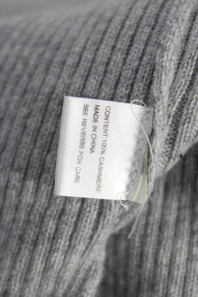 Central Park West Women Cashmere Striped Mock Neck Pullover Gray Size XS