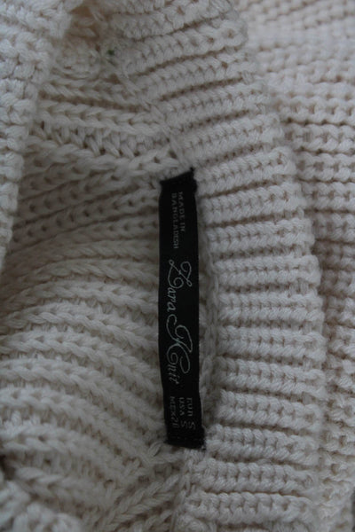 Zara Knit Womens Pullover Sweater Ivory Mock Neck Long Sleeve Acrylic Size S