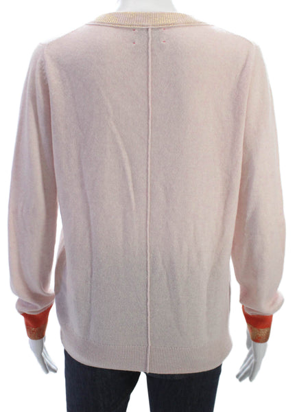 LT Women Pullover Pink Cashmere V-Neck Long Sleeve Size M