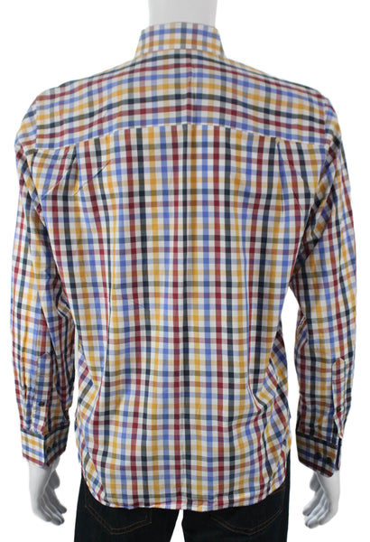 Paul Fredrick Mens Cotton Gingham Print Button Down Shirt Multicolor Size S