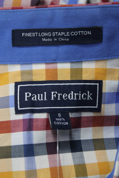 Paul Fredrick Mens Cotton Gingham Print Button Down Shirt Multicolor Size S