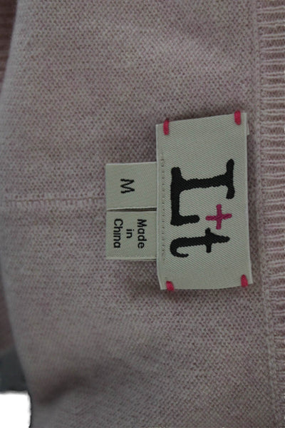 LT Women Pullover Pink Cashmere V-Neck Long Sleeve Size M