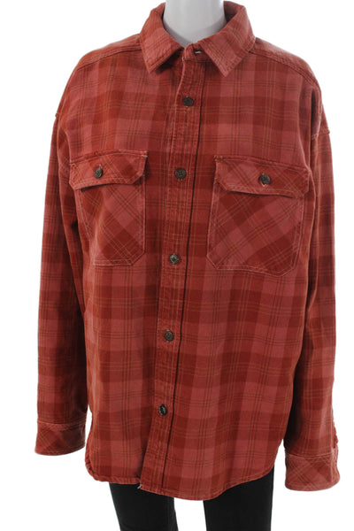 Scotch & Soda Mens Shirt Button-Up Red Plaid Collared Long Sleeve Cotton Size M