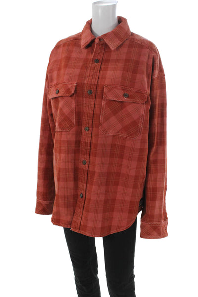 Scotch & Soda Mens Shirt Button-Up Red Plaid Collared Long Sleeve Cotton Size M