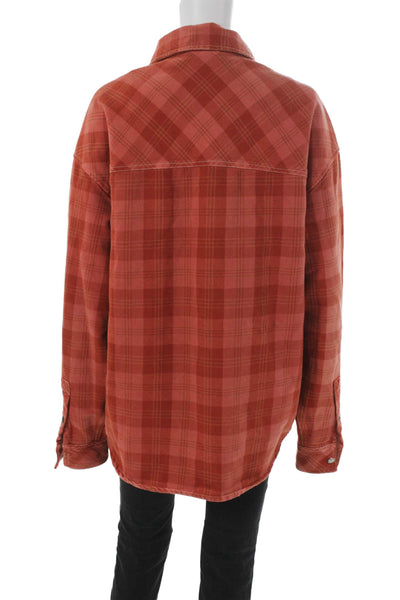 Scotch & Soda Mens Shirt Button-Up Red Plaid Collared Long Sleeve Cotton Size M