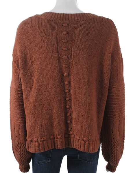 Pilcro Anthropologie Womens Brown Cotton Cardigan Long Sleeve Size M