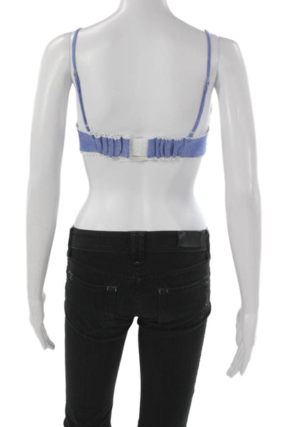 Miguelina Women Blue Linen Sweetheart Colorblock Bralette Sleeveless Size XS