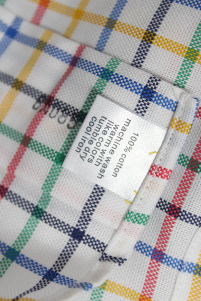 Paul Fredrick Mens Cotton Collared Rainbow Geometric Button Down White Size S