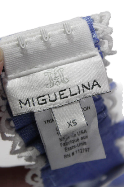 Miguelina Women Blue Linen Sweetheart Colorblock Bralette Sleeveless Size XS