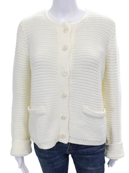 Michael Stars Women Cardigan Ivory Cotton Long Sleeve Size L