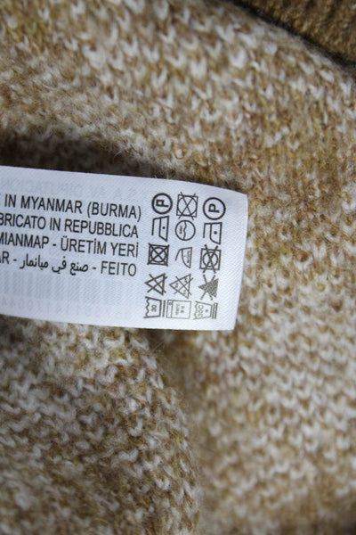 Zara Women Cardigan Sweater Brown Argyle Long Sleeve Polyester Size L