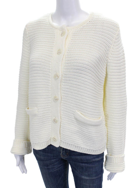 Michael Stars Women Cardigan Ivory Cotton Long Sleeve Size L