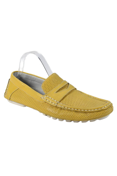 Calvin Klein Mens Leather Square Toe Casual Loafers Yellow Size 8
