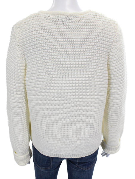 Michael Stars Women Cardigan Ivory Cotton Long Sleeve Size L
