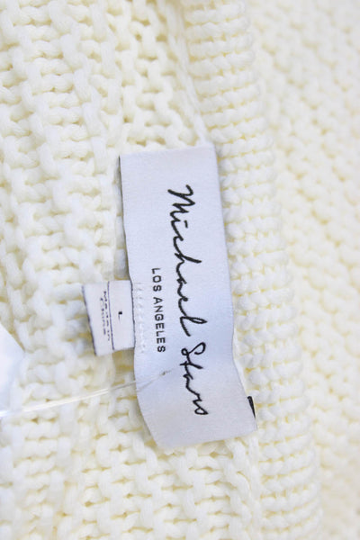 Michael Stars Women Cardigan Ivory Cotton Long Sleeve Size L