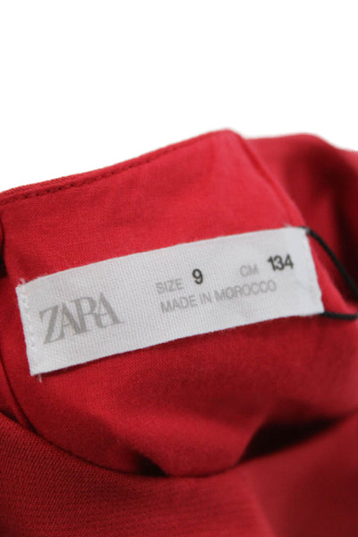 Zara Childrens Girls Sleeveless A Line Bubble Hem Dress Red Size 9
