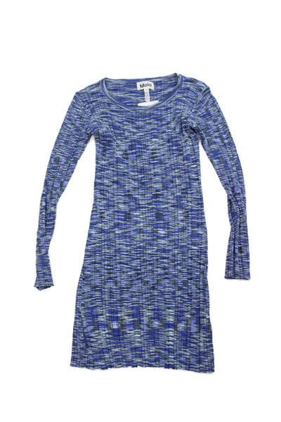 Molo Childrens Girls Long Sleeves Sweater Dress Blue Size 9-10