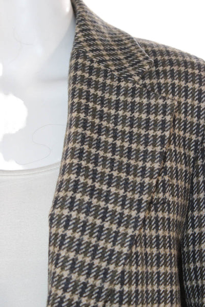 Tela Women Basic Checked Cotton Collared Button Blazer Long Sleeve Size 42