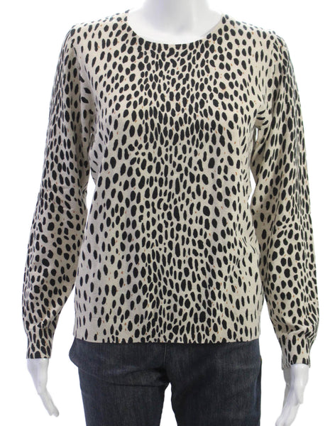 J Crew Women Pullover Sweater Beige Animal Print Fall Size M