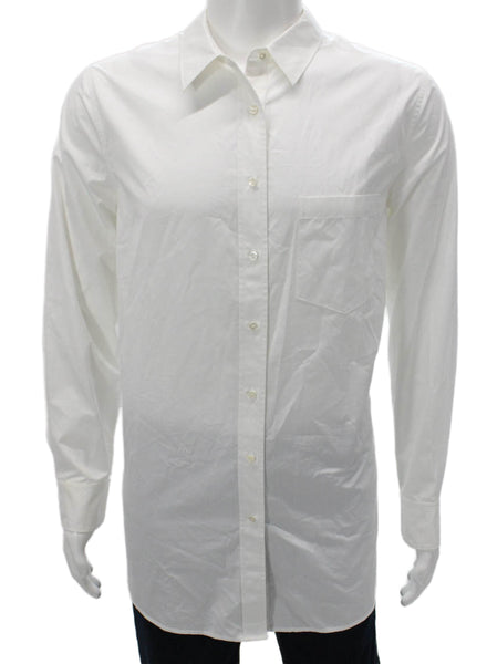 Vince Mens Long Sleeves Button Down Shirt White Cotton Size Extra Large
