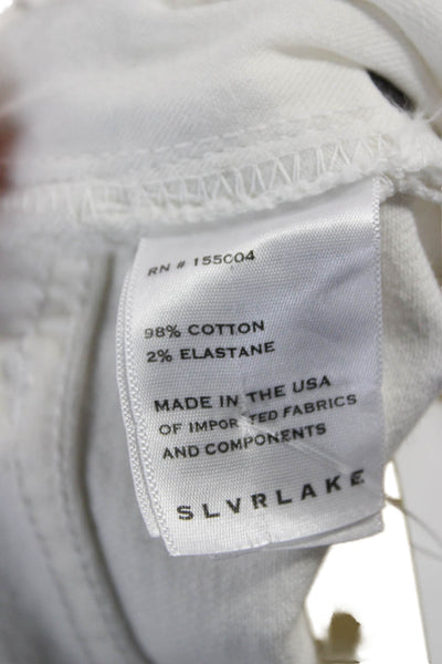 Slvrlake Women Cropped Jeans White High Rise Button Cotton Size 25