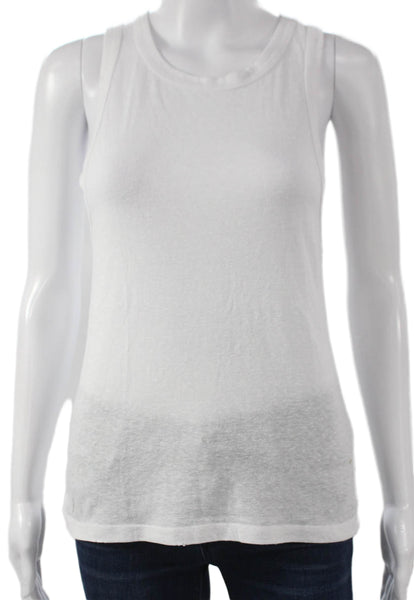 Z Supply Women Basic Sleeveless Tank White Polyester Round Neck Size S