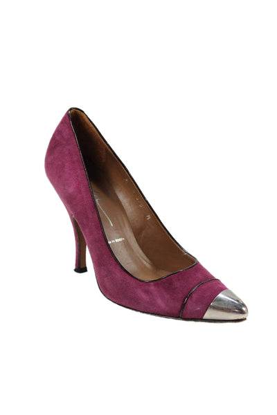 Donald J Pliner Womens Suede Silver Tone Detail Heels Purple Size 7.5