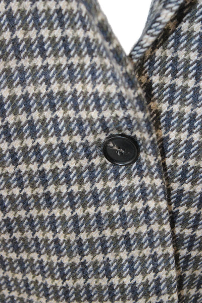 Tela Women Basic Checked Cotton Collared Button Blazer Long Sleeve Size 42
